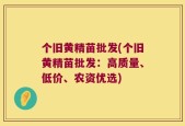 个旧黄精苗批发(个旧黄精苗批发：高质量、低价、农资优选)