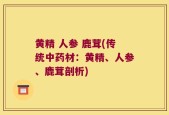 黄精 人参 鹿茸(传统中药材：黄精、人参、鹿茸剖析)