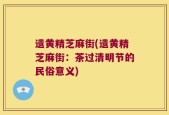 遗黄精芝麻街(遗黄精芝麻街：茶过清明节的民俗意义)