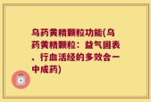 乌药黄精颗粒功能(乌药黄精颗粒：益气固表、行血活经的多效合一中成药)