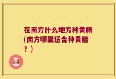 在南方什么地方种黄精(南方哪里适合种黄精？)