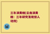三年滇黄精(云南滇黄精：三年研究发现惊人功效)