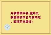 九制黄精学名(重申九制黄精的学名与其功效，解读药材属性)