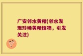 广安邻水黄精(邻水发现珍稀黄精植物，引发关注)
