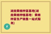 湖南黄精种苗基地(湖南黄精种植基地：黄精种苗生产销售一站式服务)