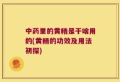 中药里的黄精是干啥用的(黄精的功效及用法初探)