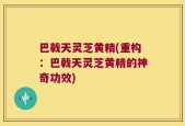 巴戟天灵芝黄精(重构：巴戟天灵芝黄精的神奇功效)