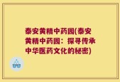 泰安黄精中药园(泰安黄精中药园：探寻传承中华医药文化的秘密)