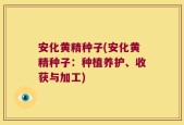 安化黄精种子(安化黄精种子：种植养护、收获与加工)