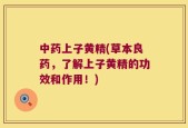 中药上子黄精(草本良药，了解上子黄精的功效和作用！)
