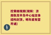 挖黄精视屏(视频：济南轨交半岛中心站主体结构封顶，明年底有望开通)