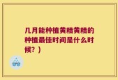 几月能种植黄精黄精的种植最佳时间是什么时候？)