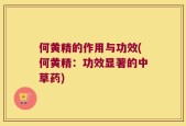 何黄精的作用与功效(何黄精：功效显著的中草药)