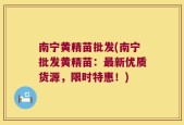 南宁黄精苗批发(南宁批发黄精苗：最新优质货源，限时特惠！)