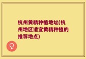 杭州黄精种植地址(杭州地区适宜黄精种植的推荐地点)