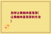 怎样让黄精块茎发芽(让黄精块茎发芽的方法)