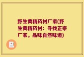 野生黄精药材厂家(野生黄精药材：寻找正宗厂家，品味自然味道)