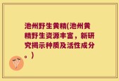 池州野生黄精(池州黄精野生资源丰富，新研究揭示种质及活性成分。)