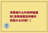 滇黄精什么时候种植最好(滇黄精最佳种植时间是什么时候？)