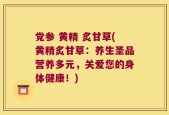 党参 黄精 炙甘草(黄精炙甘草：养生圣品营养多元，关爱您的身体健康！)