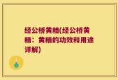 经公桥黄精(经公桥黄精：黄精的功效和用途详解)