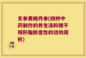 玄参黄精丹参(四种中药制作的养生汤料理干预肝脂肪变性的功效简析)