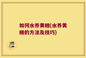 如何水养黄精(水养黄精的方法及技巧)