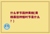 什么季节栽种黄精(黄精最佳种植时节是什么？)