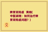脾胃肾阳虚  黄精(中医调理：如何治疗脾胃肾阳虚问题？)