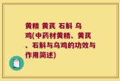 黄精 黄芪 石斛 乌鸡(中药材黄精、黄芪、石斛与乌鸡的功效与作用简述)