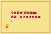 挖到黄精(挖掘黄精：功效、用法及注意事项)