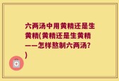 六两汤中用黄精还是生黄精(黄精还是生黄精——怎样熬制六两汤？)