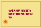 松叶黄精枸杞泡酒(泡制松叶黄精枸杞酒的秘诀)