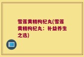 雪莲黄精枸杞丸(雪莲黄精枸杞丸：补益养生之选)