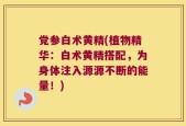 党参白术黄精(植物精华：白术黄精搭配，为身体注入源源不断的能量！)