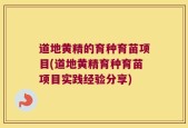 道地黄精的育种育苗项目(道地黄精育种育苗项目实践经验分享)