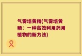 气雾培黄精(气雾培黄精：一种高效利用药用植物的新方法)