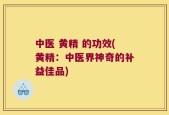 中医 黄精 的功效(黄精：中医界神奇的补益佳品)