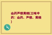 山药芦根黄精(三味中药：山药、芦根、黄精)