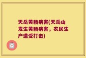 天岳黄精病害(天岳山发生黄精病害，农民生产遭受打击)