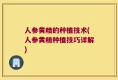 人参黄精的种植技术(人参黄精种植技巧详解)