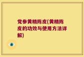 党参黄精陈皮(黄精陈皮的功效与使用方法详解)