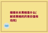 细细长长黄精是什么(解读黄精的药用价值和功效)