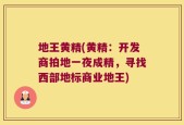 地王黄精(黄精：开发商拍地一夜成精，寻找西部地标商业地王)