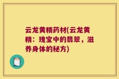 云龙黄精药材(云龙黄精:瑰宝中的翡翠,滋养身体的秘方)