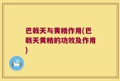 巴戟天与黄精作用(巴戟天黄精的功效及作用)