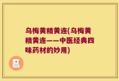 乌梅黄精黄连(乌梅黄精黄连——中医经典四味药材的妙用)