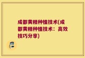 成都黄精种植技术(成都黄精种植技术：高效技巧分享)
