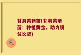 甘肃黄精苗(甘肃黄精苗：种植黄金，助力脱贫攻坚)