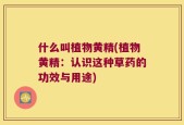 什么叫植物黄精(植物黄精：认识这种草药的功效与用途)
